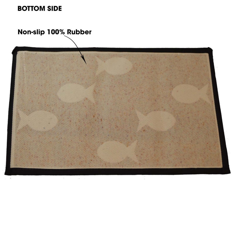 PetRageous 12089 Kool Fish Tapestry Dog and Cat Non-Skid Machine Washable Mat for Pet Feeding Areas with Rubber Backing 13-Inch by 19-Inch for Dogs and Cats, Grey - Image 5